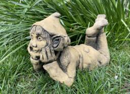 Heidi - Lying Down Girl Pixie Stone Garden Ornament