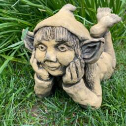 Heidi - Lying Down Girl Pixie Stone Garden Ornament - thumbnail 2