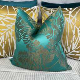 Teal - Gold Cushion Cover -Extravagance Fabric By Harlequin , Decorative Cover, Tropical Palm Design Double Sided