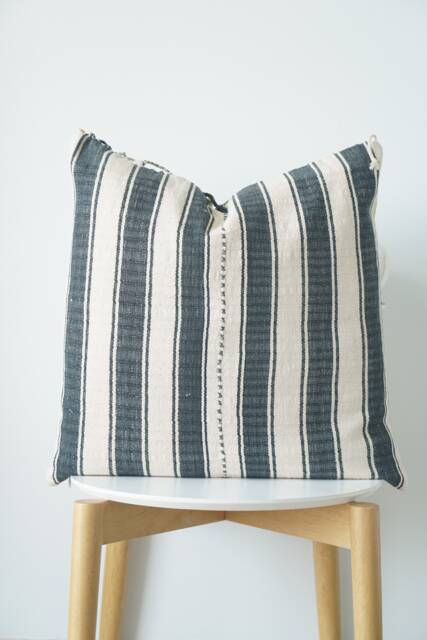 Black Neutral Tribal Hemp Hand Woven Natural Dye Color Lumbar Pillow Cover - image 1