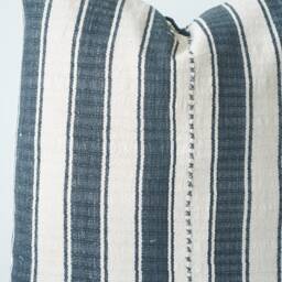 Black Neutral Tribal Hemp Hand Woven Natural Dye Color Lumbar Pillow Cover - thumbnail 2