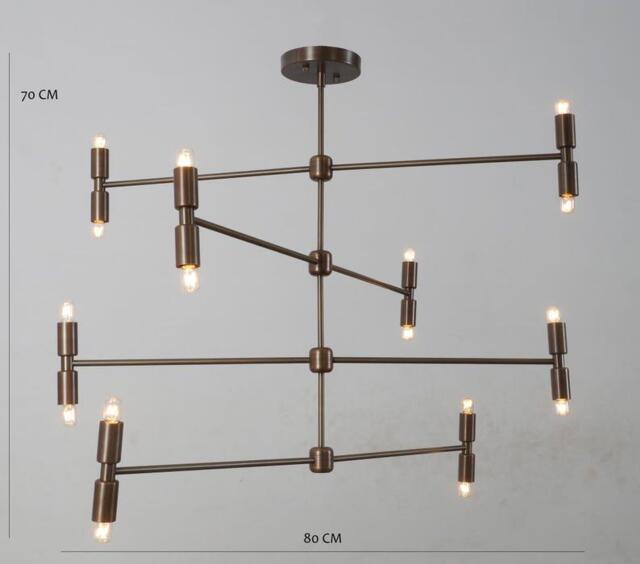Mid Century 16-Light Sputnik Chandelier - Antique Patina Finish Large Retro Modern Ceiling Light Fixture - image 1