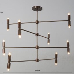 Mid Century 16-Light Sputnik Chandelier - Antique Patina Finish Large Retro Modern Ceiling Light Fixture - thumbnail 2