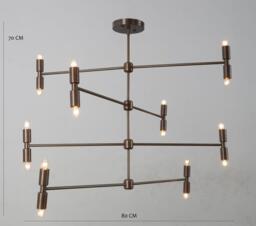 Mid Century 16-Light Sputnik Chandelier - Antique Patina Finish Large Retro Modern Ceiling Light Fixture - thumbnail 1