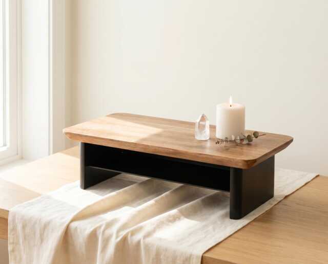 Minimalist Altar Table, Sacred Space Decor, Low Wood Stand For Crystals, Modern Spiritual Home Gift, Meditation Custom Shelf - image 1