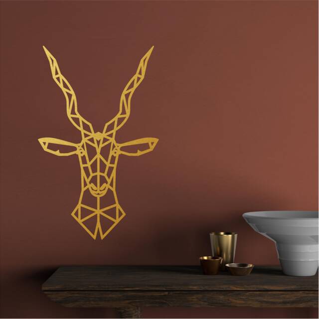 Geometric Antelope Wall Art, Bovidae, Minimalist, Modern, Abstract, Decal, Mural, Transfer, Boho 5 Sizes, 36 Colous, -G001 - image 1