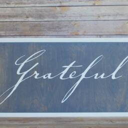 Framed Grateful Farmhouse Sign, Gray Fall Rustic Wall Decor, Thanksgiving Wood & White - thumbnail 2