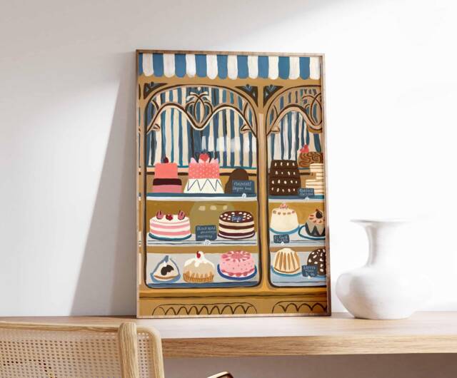 Vintage Patisserie Wall Art, Cafe Print, Food French Bakery Poster, Cakes Kitchen Decor, Dessert Poster - image 1