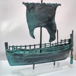 Handmade Oxidized Brass Kyrenia Ship Replica, Ancient Cyprus Maritime History Sculpture - thumbnail 3