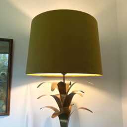 Mustard Velvet French Drum Lampshade, Empire Mustard Gold Ceiling Light Shade - thumbnail 3