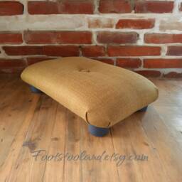 Handmade Low Footstool Buttoned Office Ottoman, Plastic Feet - 4 Inch, L - thumbnail 3