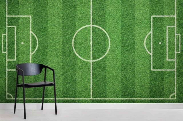 3D Soccer Field Wallpaper, Green Lawn Wall Mural - Peel & Stick - image 1