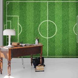 3D Soccer Field Wallpaper, Green Lawn Wall Mural - Peel & Stick - thumbnail 2