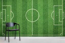 3D Soccer Field Wallpaper, Green Lawn Wall Mural - Peel & Stick - thumbnail 1