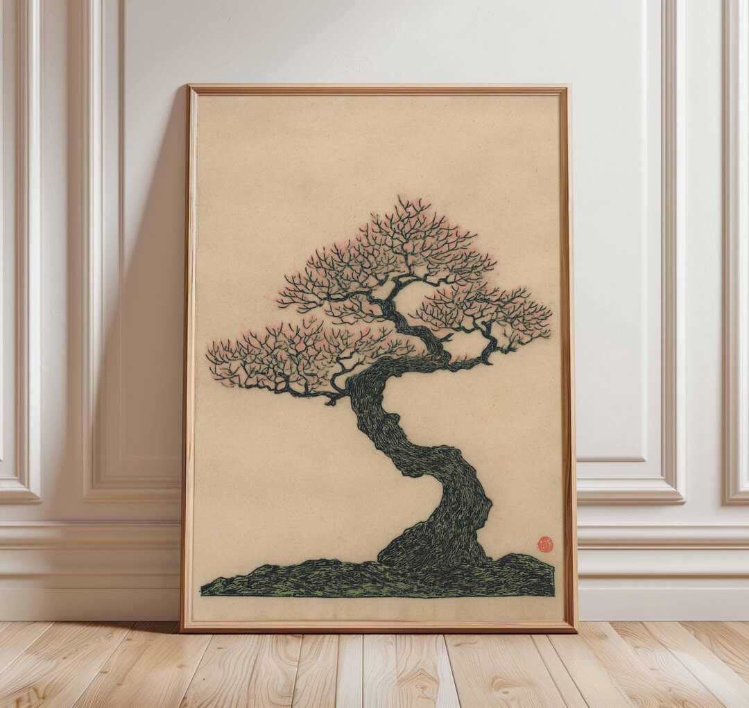 Japanese Bonsai Tree Poster, Minimalist Ink Art Print, Zen Nature Wall Art,  Traditional Asian Illustration, Wabi-Sabi Decor by Etsy | uFurnish.com
