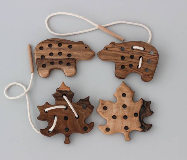 Baby Christmas Gift Wooden Lacing Montessori Toys For Toddler Activity, Educational Eco Friendly Sewing 1 Year Old Boy Girl - image 1