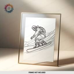 Minimal Snowboarding Line Art - Set Of 3 Prints - Man Ski Gifts Drawing Decor Boy Skier Posters Snowboard Wall Artwork - thumbnail 3