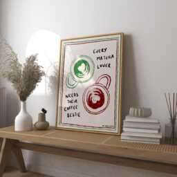 Every Matcha Lover Needs Their Coffee Bestie Art Print Poster, Latte Vintage Bar Cart Art, Trendy Retro Modern Kitchen Wall - thumbnail 1