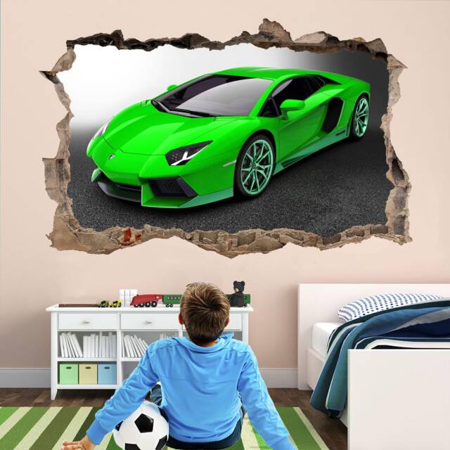Supercar Green Sports Car Wall Sticker Mural Decal Poster Print Art Kids Bedroom Home Decor - Ap11 - image 1