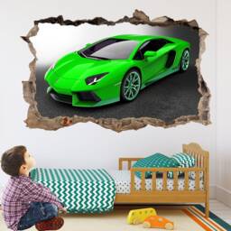Supercar Green Sports Car Wall Sticker Mural Decal Poster Print Art Kids Bedroom Home Decor - Ap11 - thumbnail 2