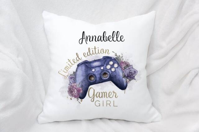 Personalised Gamers Cushion, 3 Colours Ideal Gift For Gaming Enthusiasts, Girl - image 1