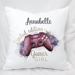 Personalised Gamers Cushion, 3 Colours Ideal Gift For Gaming Enthusiasts, Girl - thumbnail 3