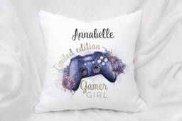Personalised Gamers Cushion, 3 Colours Ideal Gift For Gaming Enthusiasts, Girl - thumbnail 1