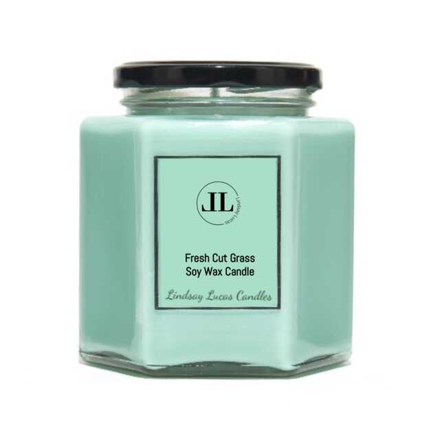 Fresh Cut Grass Scented Candle, Natural Soy Wax Candles Strong Smelling Green Candle - image 1