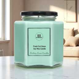 Fresh Cut Grass Scented Candle, Natural Soy Wax Candles Strong Smelling Green Candle - thumbnail 2