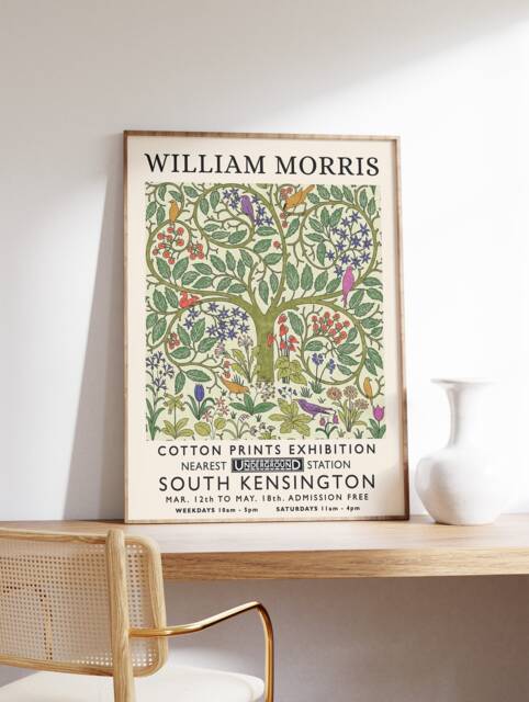 William Morris Print, Exhibition Poster, Vintage Wall Art, Flower Pattern, Floral Art Nouveau - image 1