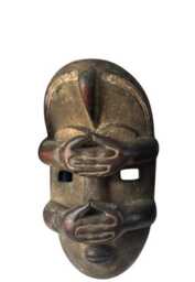 Hand Carved Sese Wood African Mask - Ghanaian Wall Decor - thumbnail 3