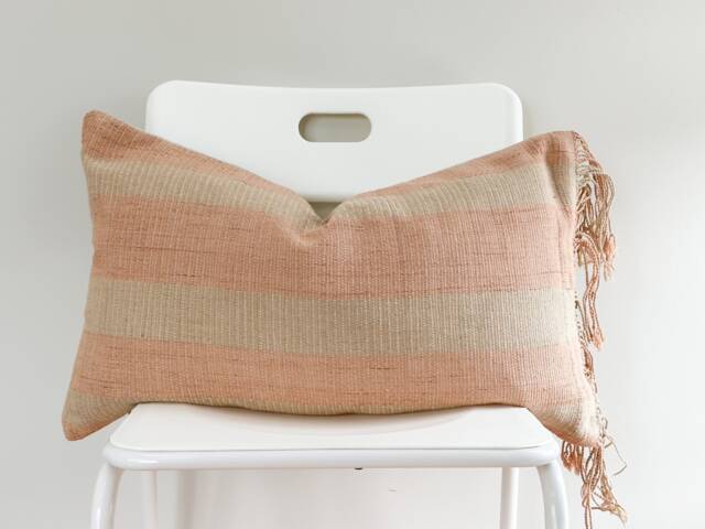 "Handwoven Lumbar Pillow Cover Vintage Karen Batik, Hemp Blend - 14"" X 24" - image 1