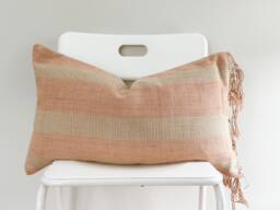 "Handwoven Lumbar Pillow Cover Vintage Karen Batik, Hemp Blend - 14"" X 24" - thumbnail 1