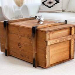 Coffee Table Chest Wooden Box Vintage Shabby Chic - thumbnail 3