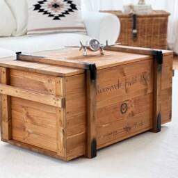 Coffee Table Chest Wooden Box Vintage Shabby Chic - thumbnail 2