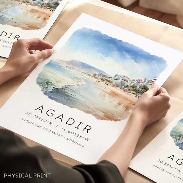 Agadir Travel Print, Morocco Poster, Posters, Wall Art, Watercolour Prints, Gifts, Home Decor - image 1