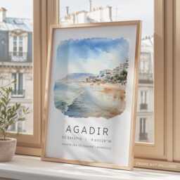 Agadir Travel Print, Morocco Poster, Posters, Wall Art, Watercolour Prints, Gifts, Home Decor - thumbnail 3