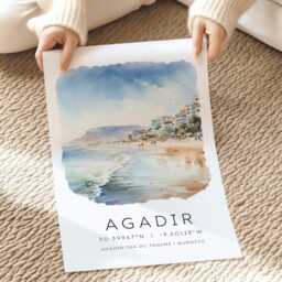 Agadir Travel Print, Morocco Poster, Posters, Wall Art, Watercolour Prints, Gifts, Home Decor - thumbnail 2