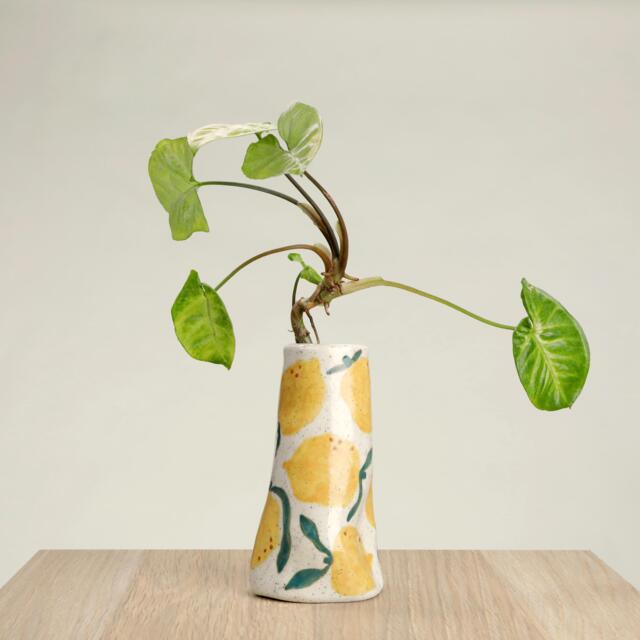 Lemon Ceramic Mini Vase, Home Decor, Housewarming Gift, Wedding Birthday Mother's Day Gift - image 1