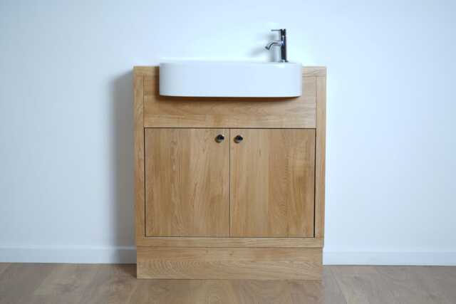 Compact Oak Bathroom Vanity Unit - Hand-Crafted Clear Finish Lisa Design - image 1