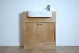 Compact Oak Bathroom Vanity Unit - Hand-Crafted Clear Finish Lisa Design - thumbnail 1