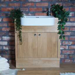 Compact Oak Bathroom Vanity Unit - Hand-Crafted Clear Finish Lisa Design - thumbnail 4