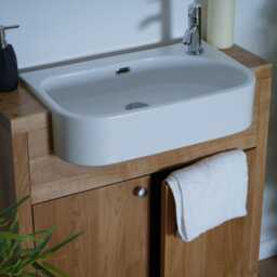 Compact Oak Bathroom Vanity Unit - Hand-Crafted Clear Finish Lisa Design - thumbnail 2