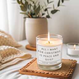 Funny Christmas Candle, All I Want For Is Peace & Quiet Gift For Friends, Fun Joke Candle - thumbnail 2