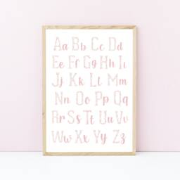 Baby Girl Floral Abc Prints, Pink Alphabet Flowers Bedroom Decor, Design Girls Nursery Art - thumbnail 1