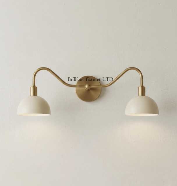 Mid-Century Modern 2-Light Brass Vanity Light - Handmade Bathroom Sconce - image 1