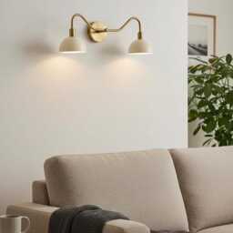Mid-Century Modern 2-Light Brass Vanity Light - Handmade Bathroom Sconce - thumbnail 3