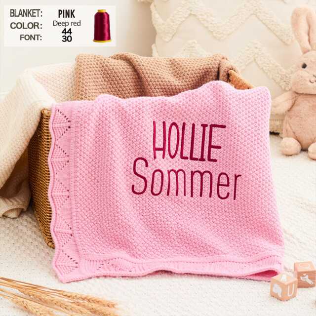 Handmade Personalized Baby Blanket With Embroidered Name, Cotton Rope For Birthday, Shower Gift - image 1