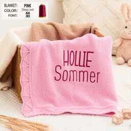 Handmade Personalized Baby Blanket With Embroidered Name, Cotton Rope For Birthday, Shower Gift