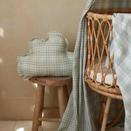 Mint Checkered Muslin Duvet & Pillow Set Kids Bedding - thumbnail 2